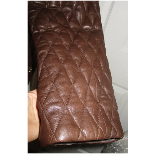 LAUREL  ESCADA BROWN QUILTED LEATHER JACKET SZ 36 - Picture 6 of 10